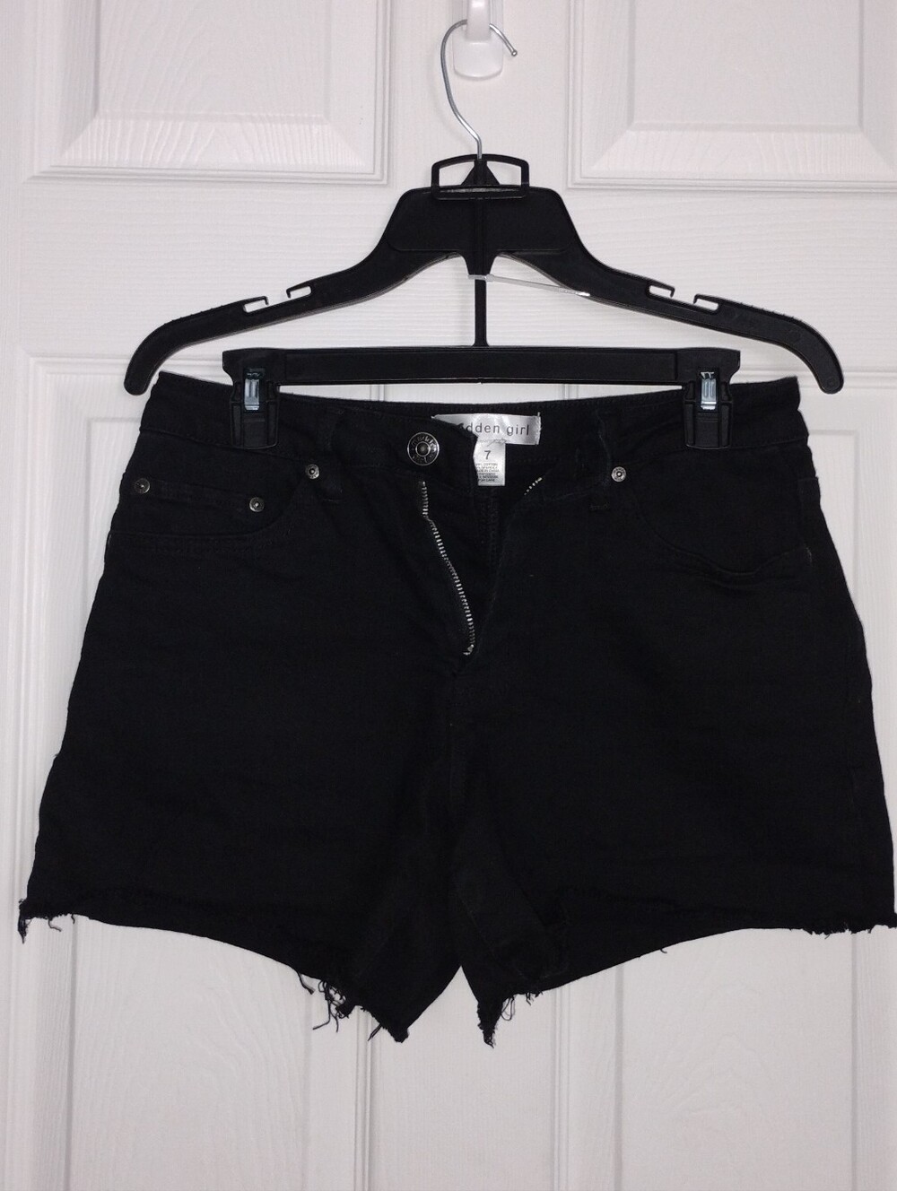 Black High-Rise Denim Shorts
